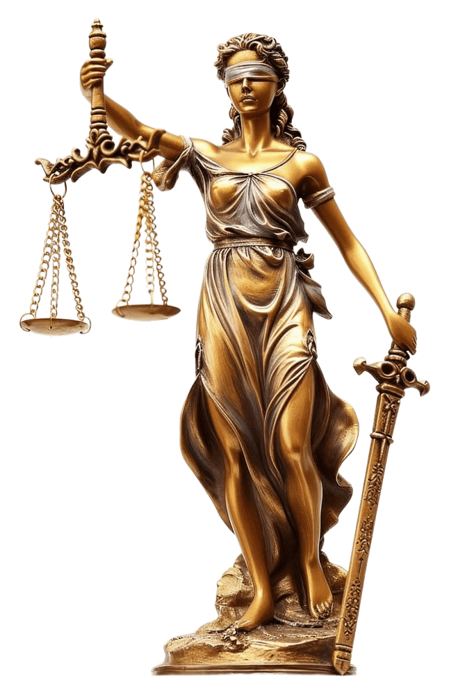 Lady Justice statue holding scales and sword